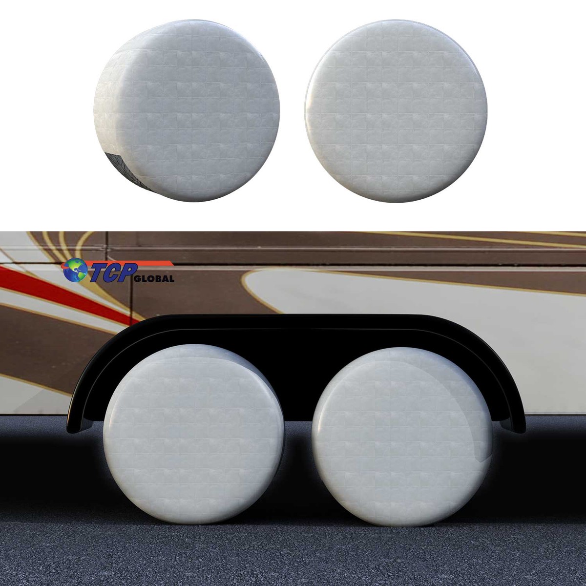 Set of 4 - Waterproof Aluminum Film Tire Protector with Cotton Lining & Straps , fits tire diameters 27" to 29"