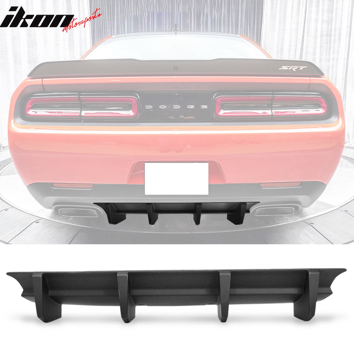 Rear Bumper Lip Diffuser for Dodge Challenger 2015-2023 Unpainted 4 Fin PP