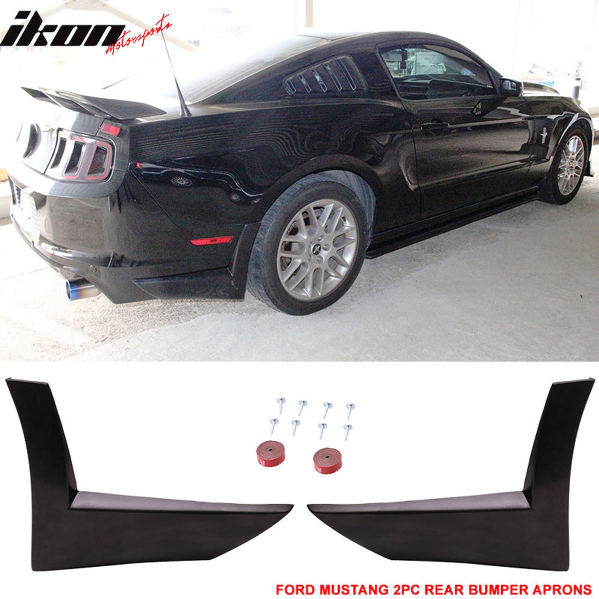 Rear Bumper Lip Spoiler Side Aprons for Ford Mustang 2013-2014 X Style 2PC