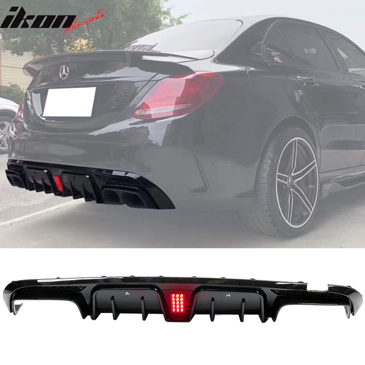 Rear Diffuser for Benz W205 C-Class C63 AMG 2015-2021 Gloss Black